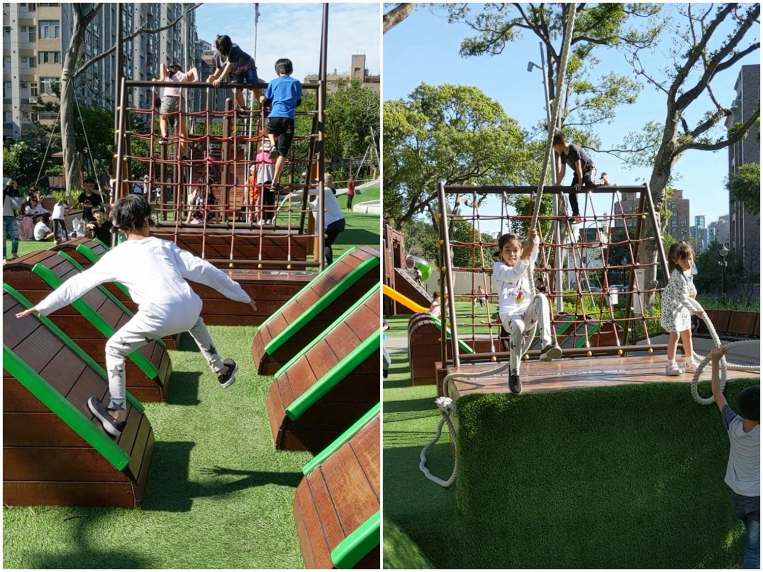 桃園 大有梯田公園。適合帶孩子放電的大型公園，森林挑戰區關卡型帶狀遊具超好玩