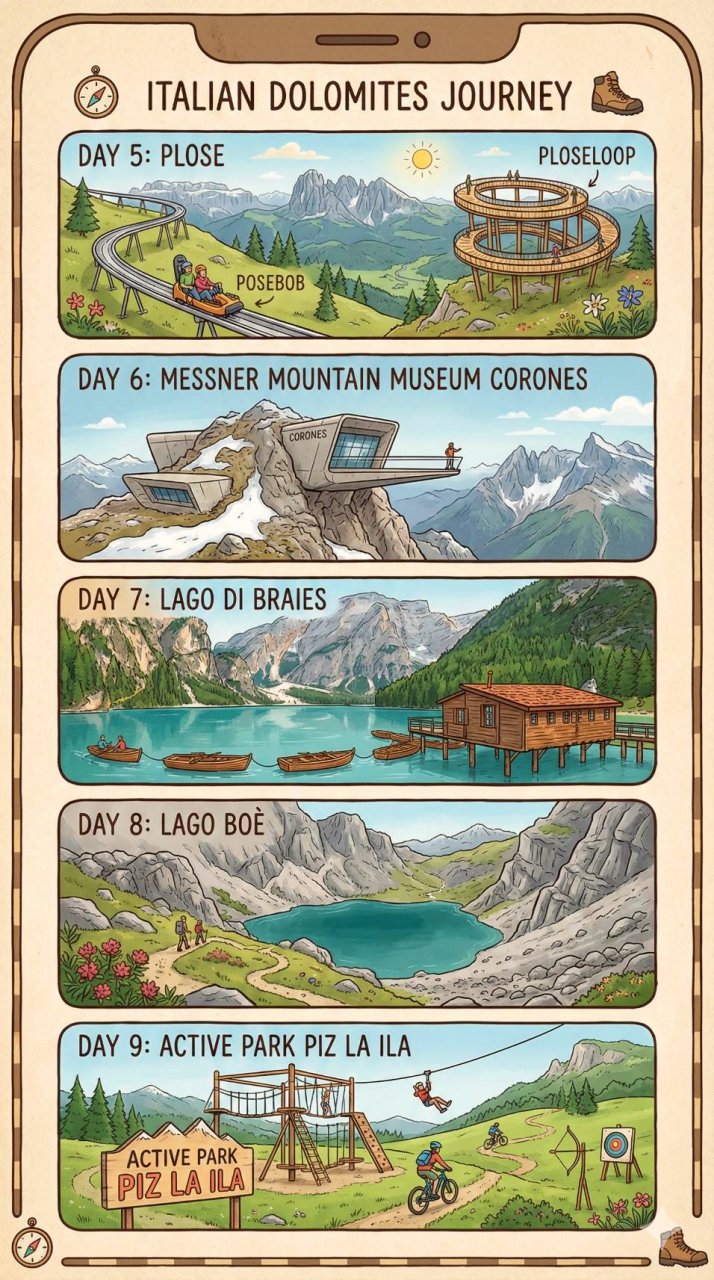 北義大利 多洛米蒂和浪漫湖區之旅 Gemini 生成行程圖。插畫/模型/樂高/紙雕/拼布/立體書版 - 第3張圖 北義大利 多洛米蒂和浪漫湖區之旅 Gemini 生成行程圖。插畫/模型/樂高/紙雕/拼布/立體書版