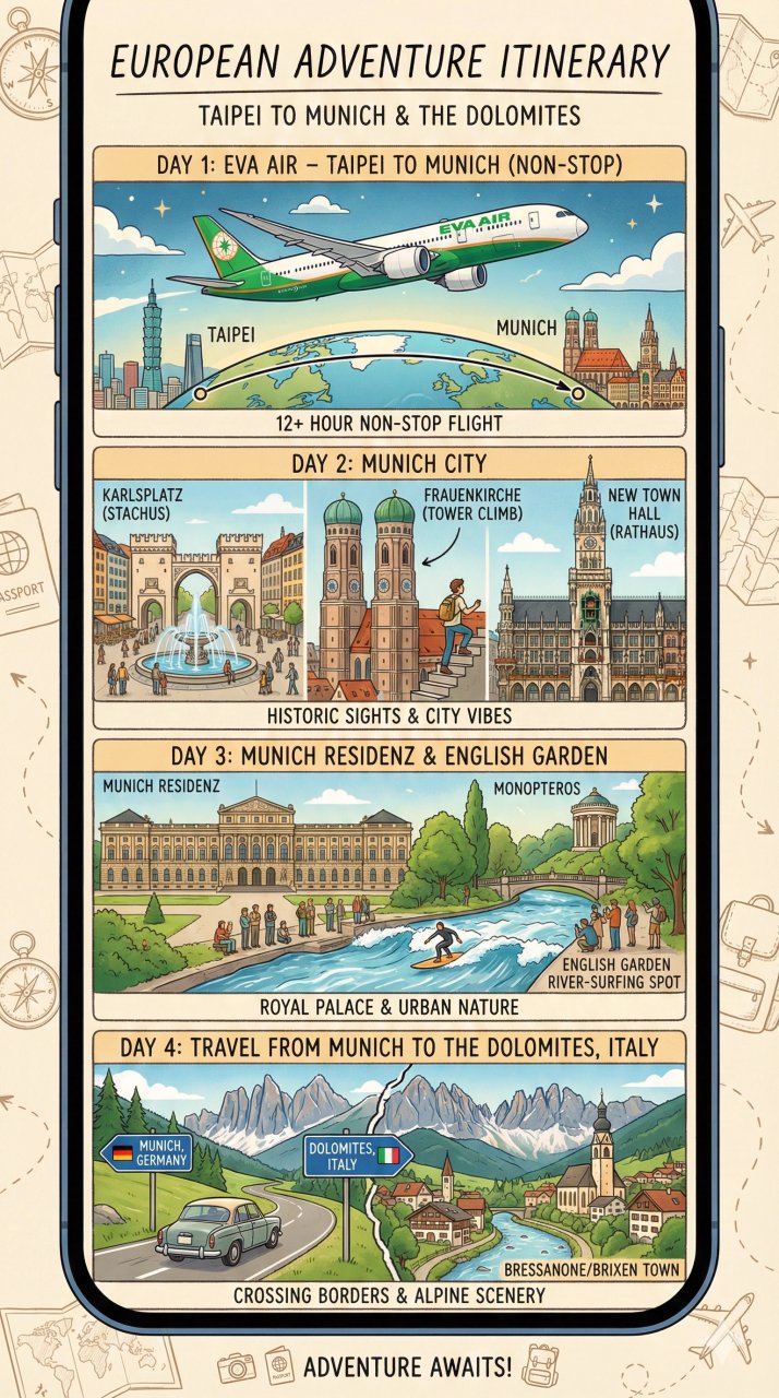 北義大利 多洛米蒂和浪漫湖區之旅 Gemini 生成行程圖。插畫/模型/樂高/紙雕/拼布/立體書版 - 第2張圖 北義大利 多洛米蒂和浪漫湖區之旅 Gemini 生成行程圖。插畫/模型/樂高/紙雕/拼布/立體書版