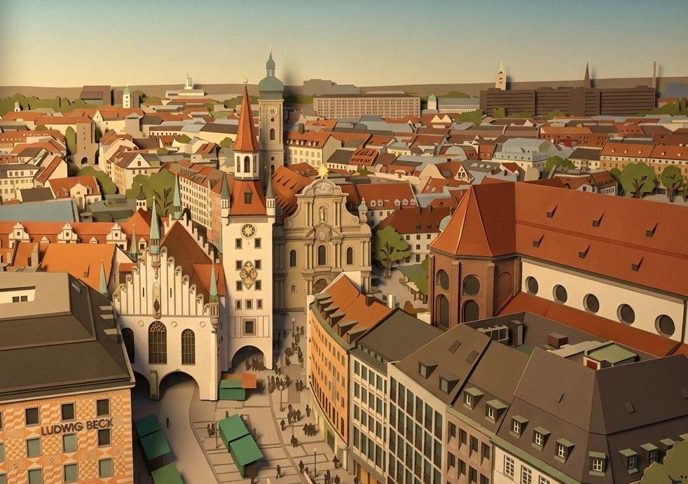 慕尼黑市區三大登塔景點選擇。聖彼得教堂、聖母升天教堂、新市政廳。優缺點與特色分析比較。